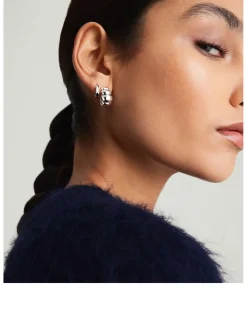 Silver Puffy Charlotte Hoop Earrings