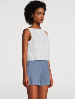 Sleeveless Top In Plaid Print
