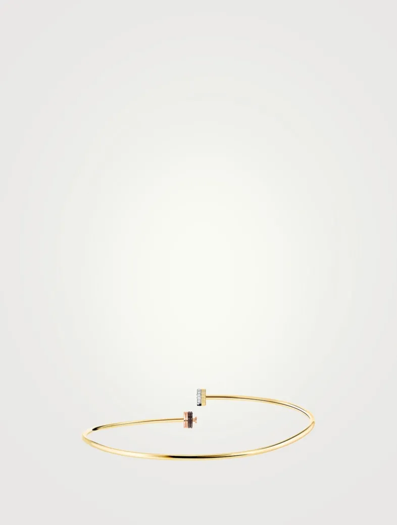 Small Quatre Classique 18K Gold Necklace With Brown PVD And Diamonds