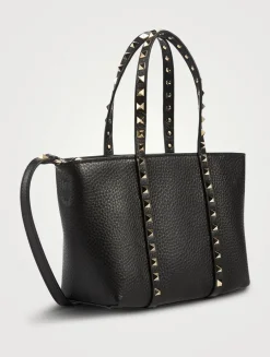 Small Rockstud Leather Tote Bag
