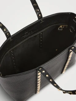 Small Rockstud Leather Tote Bag