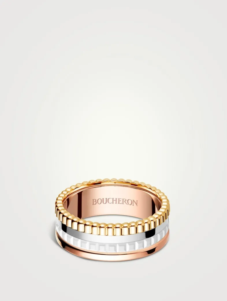 Small White Edition Quatre Gold Ring With White Ceramic