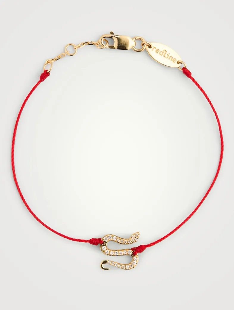 Sneaky Pavé 18K Gold Snake String Bracelet With Diamonds