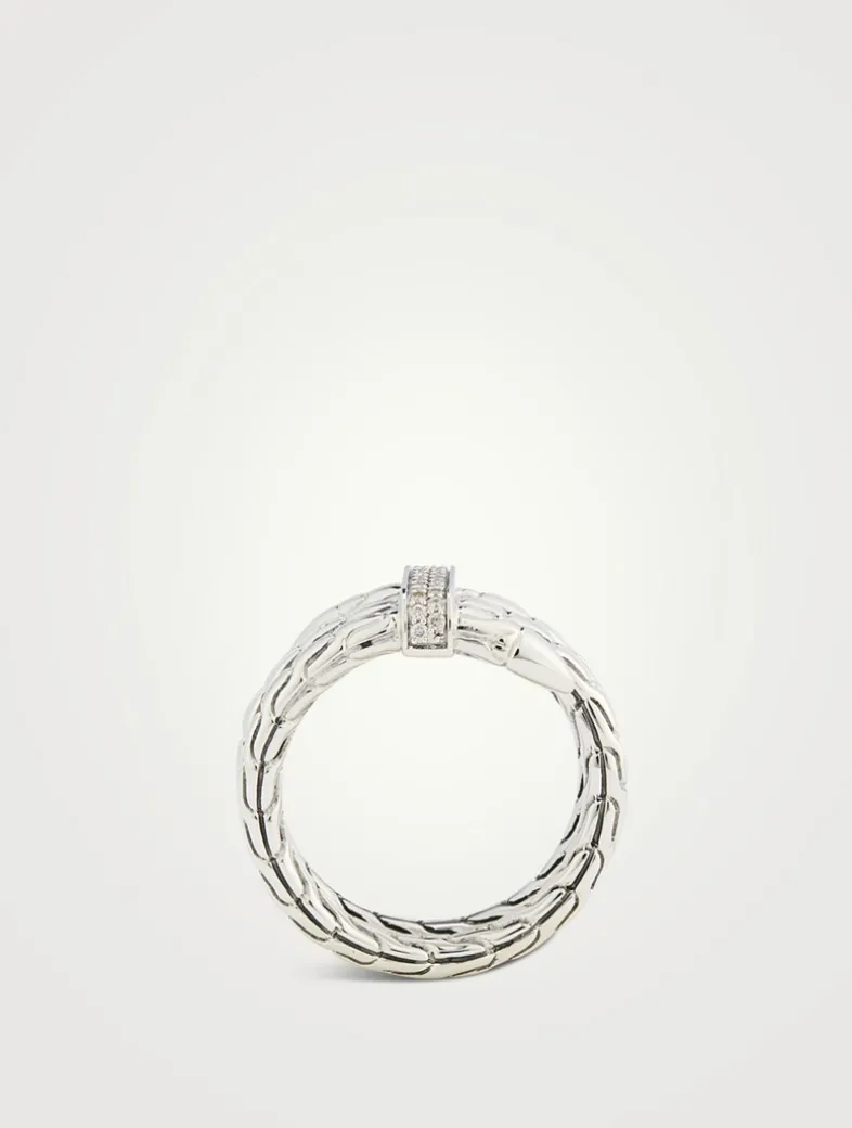 Spear Sterling Silver Ring With Diamonds
