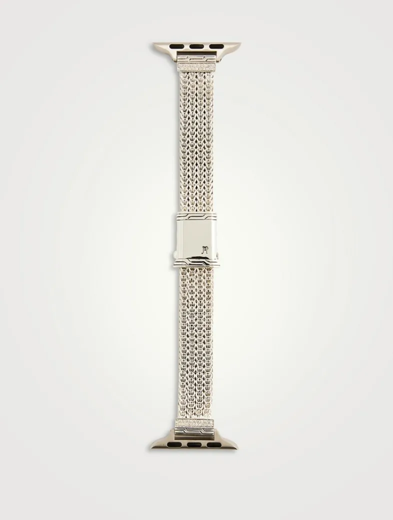 Sterling Silver Smart Watch Strap With Diamonds