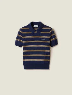Striped Cashmere And Silk Polo Sweater