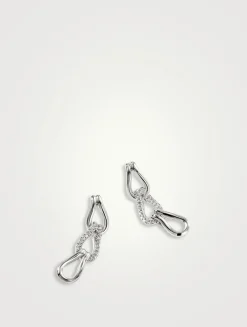 Surf Sterling Silver Link Earrings With Pavé Diamonds