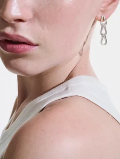 Surf Sterling Silver Link Earrings With Pavé Diamonds