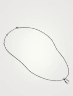 Surf Sterling Silver Link Pendant Necklace With Pavé Diamonds