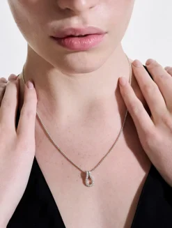 Surf Sterling Silver Link Pendant Necklace With Pavé Diamonds