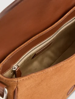 T-Bar Suede and Leather Crossbody Bag