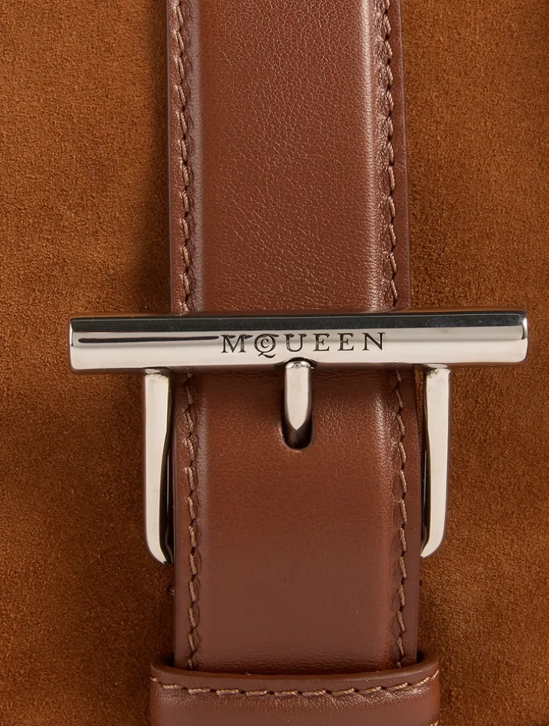 T-Bar Suede and Leather Crossbody Bag