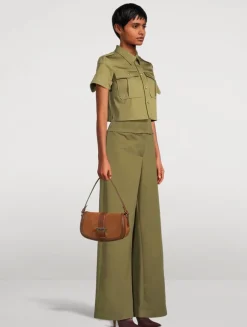 T-Bar Suede and Leather Crossbody Bag