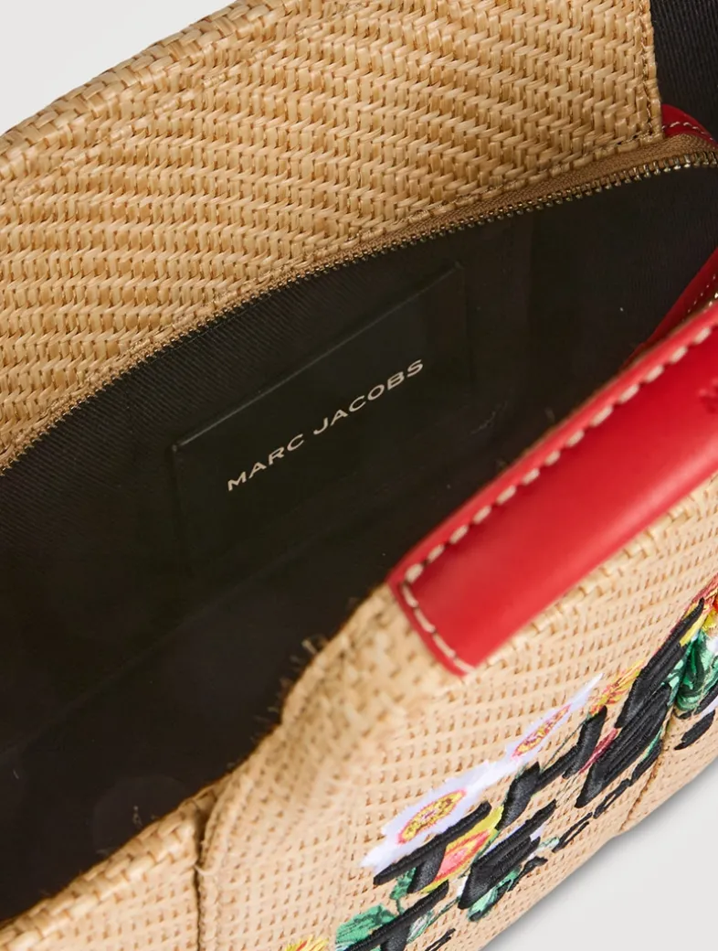 The Medium Daisy-Embroidered Raffia Tote Bag