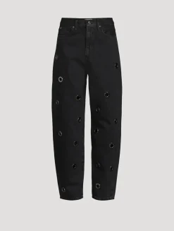 The Narrow Grommet Barrel-Leg Jeans
