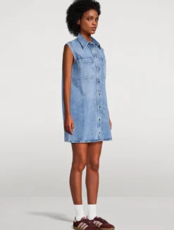 The Sleeveless Denim Shirt Dress
