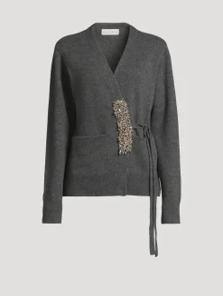 Tiah Embellished Cashmere Wrap Cardigan
