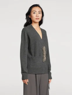 Tiah Embellished Cashmere Wrap Cardigan