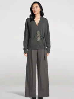 Tiah Embellished Cashmere Wrap Cardigan