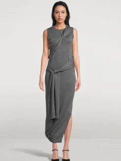 Tie-Wrap Midi Dress