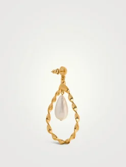 Twisted Faux Pearl Drop Clip-On Earrings