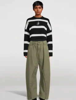 Twisted-Seam Wide-Leg Trousers