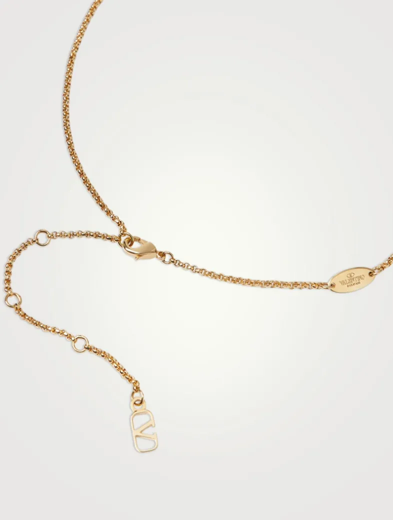 VLogo Pavé Crystal Chain Necklace