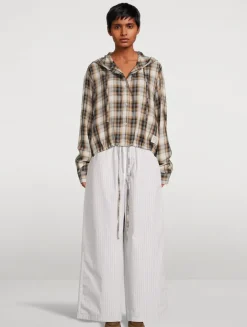 Wide-Leg Trousers In Stripe Print