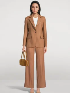 Wide-Leg Wool Trousers In Pinstripe Print