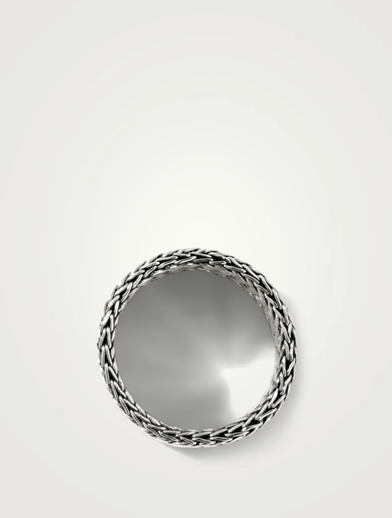 Wide Sterling Silver Rata Chain Band Ring