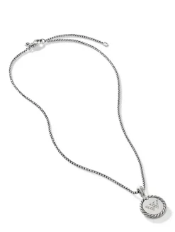 W Initial Charm In Sterling Silver With Pavé Diamonds