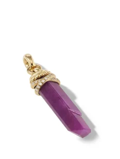 Wrapped Crystal Amulet In Tanzanite Crystal With 18k Yellow Gold And Diamonds, 46mm