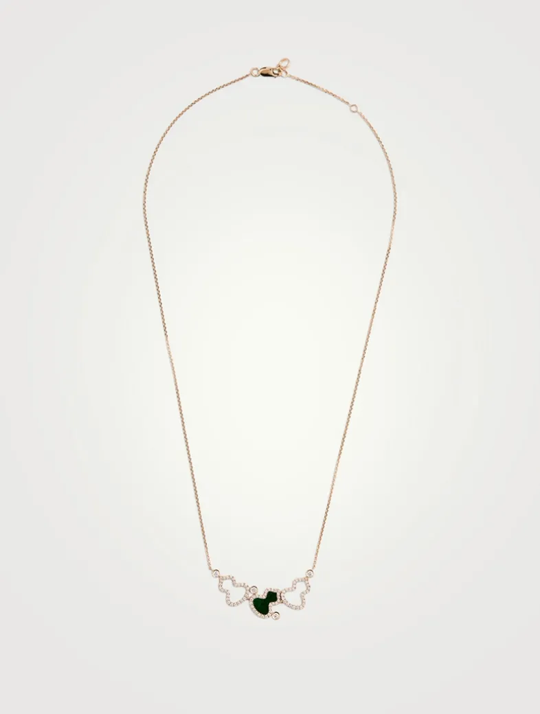 Wulu 18K Rose Gold Necklace With Jade And Diamonds