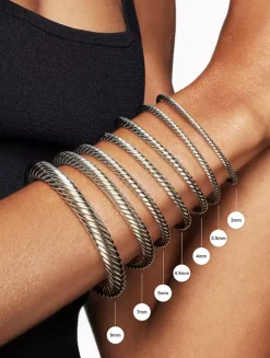 X Classic Cable Station Bracelet In Sterling Silver With 14k Yellow Gold, 7mm