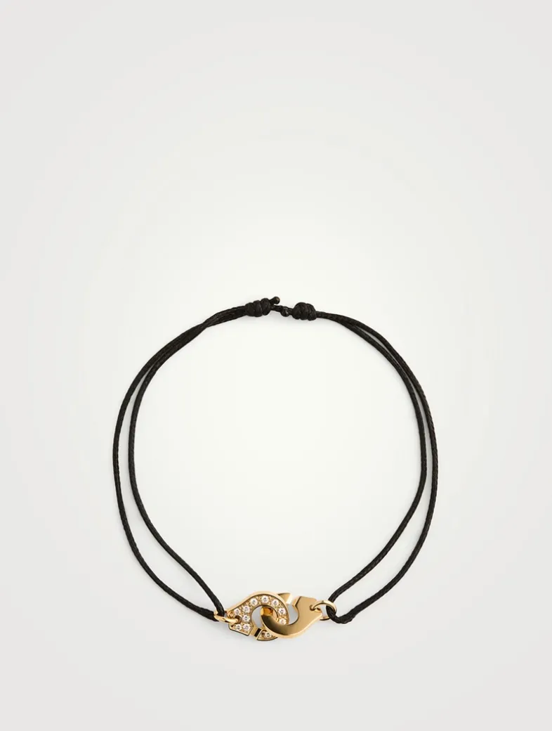 XS Menottes Dinh Van Cord Bracelet With 18K Gold And Diamonds