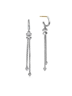 Zig Zag Stax™ Chain Drop Earrings In Sterling Silver With Diamonds, 66mm
