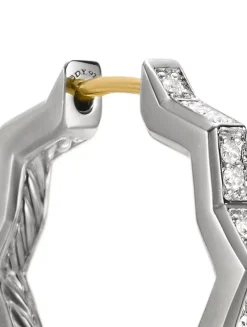 Zig Zag Stax™ Hoop Earrings In Sterling Silver With Diamonds, 22.8mm