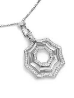 Zig Zag Stax™ Pendant Necklace In Sterling Silver With Diamonds, 38mm